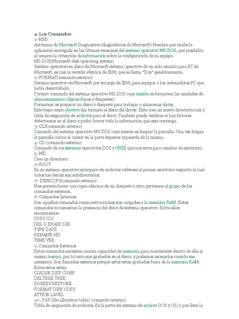 Comandos Esenciales de MS-DOS | PDF | Dos | Archivo de computadora