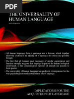 The Universality of Human Language: Psycholiinguistics