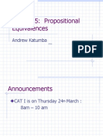 Lecture 5: Propositional Equivalences: Andrew Katumba