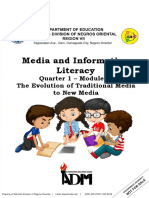 Media and Information Literacy: Quarter 1 - The Evolution of Traditional Media To New Media