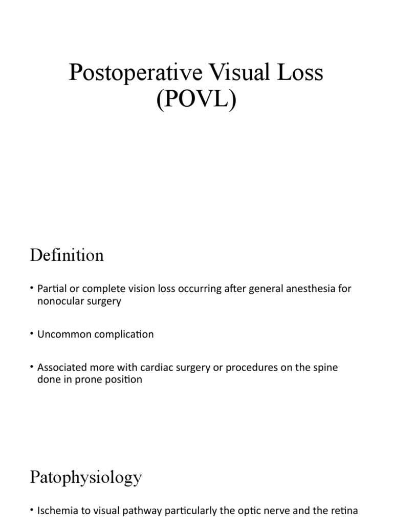 Postoperative Visual Loss After Anesthesia For Nonocular Surgery – LPQKY