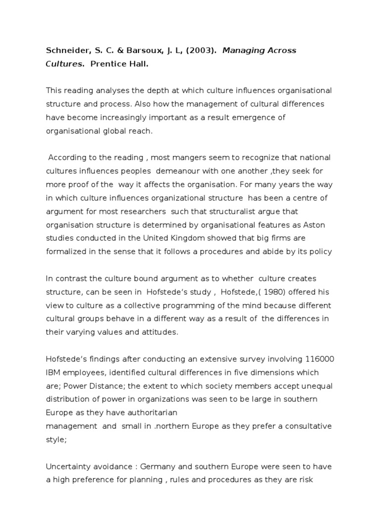 Managing Cultural Differences in Organizations | PDF | Social ...