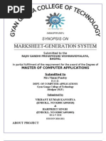 Marksheet-Generation System: Synopsis On