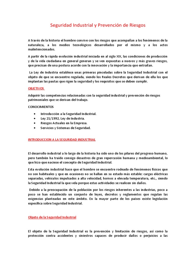 Seguridad Industrial y Prevención de Riesgos | PDF | Contaminación