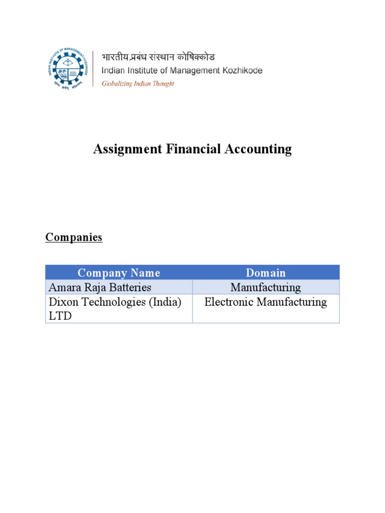 Assignment 1 Financial Accounting | PDF | Equity (Finance) | Financial ...