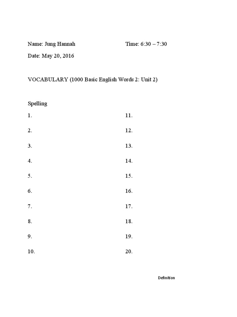 Vocabulary Words: Unit 2 Overview | PDF