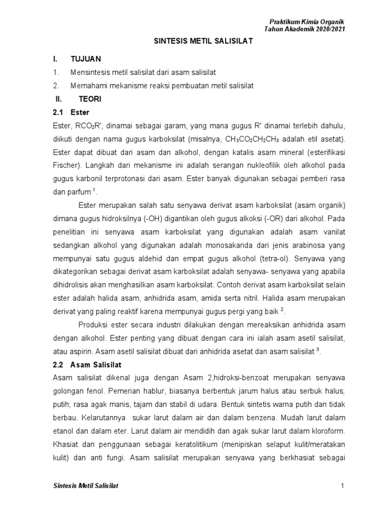 Sintesis Metil Salisilat Tanpa Pelarut | PDF | Memasak, Makanan ...