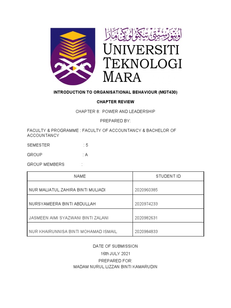 mgt430 group assignment leadership