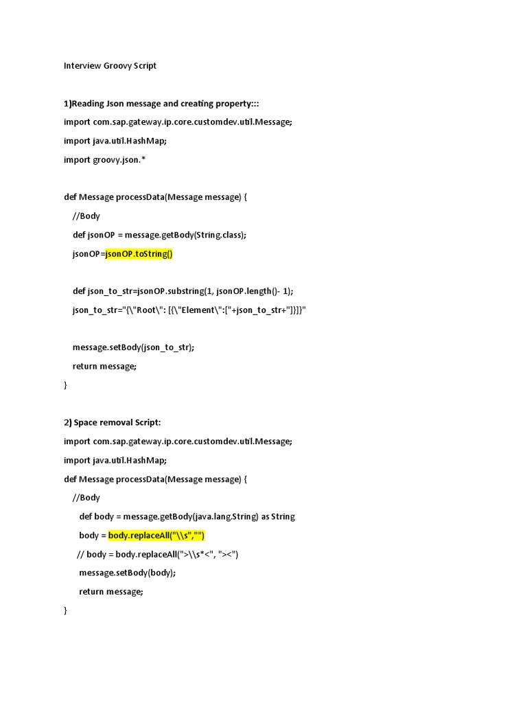 Interview Groovy Script | PDF | Java (Programming Language) | String ...