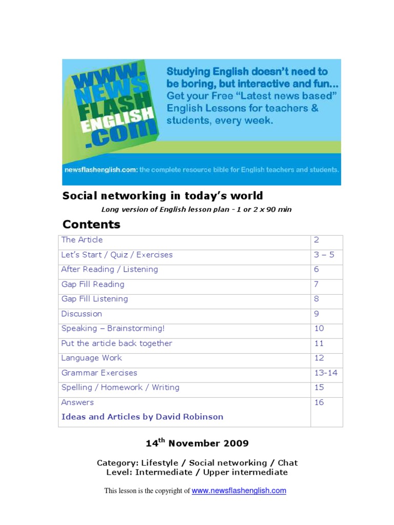 Networking English Lesson PDF