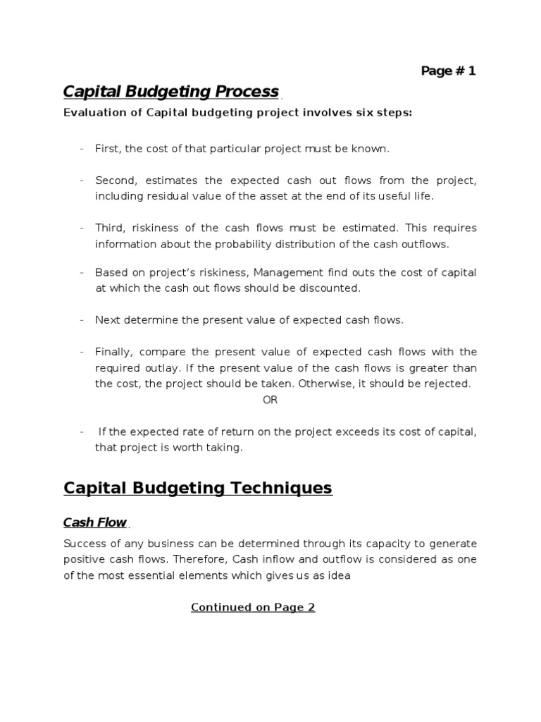 Capital Budgeting Techniques Explained | PDF | Internal Rate Of Return ...