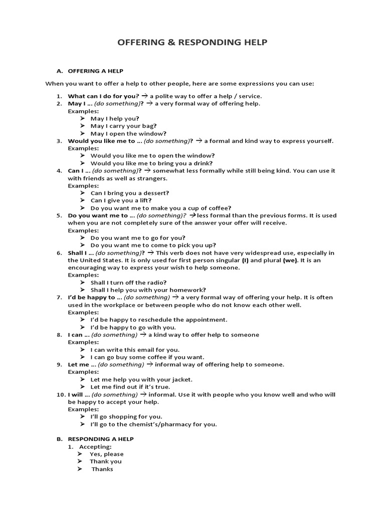 Polite Ways to Offer Help | PDF