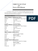 Curriculum Vitae OF: Parves Alam Bhuiyan