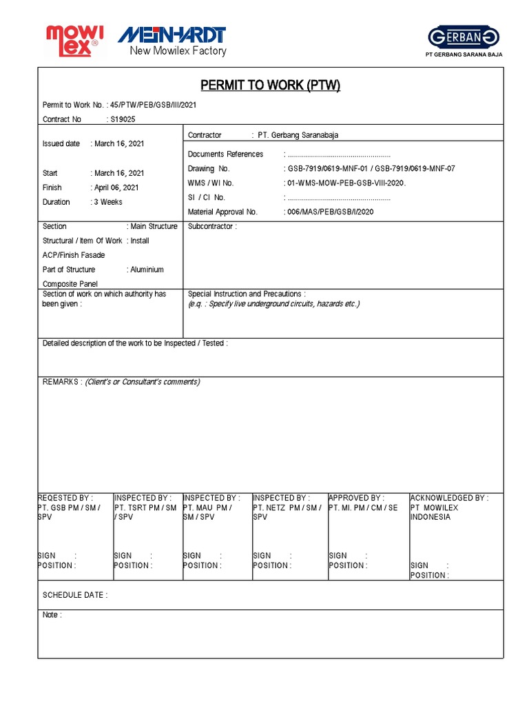 Mowilex Factory Work Permit Details | PDF