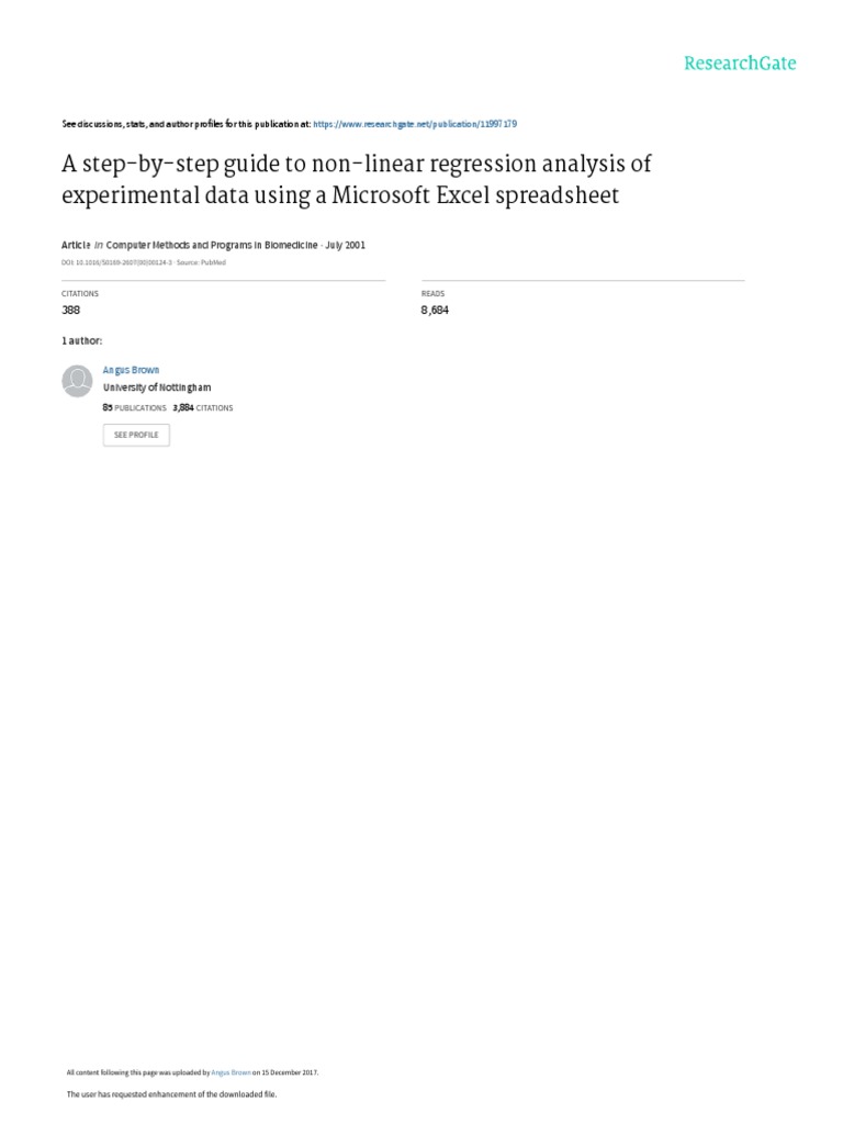 Excel Solver - Step by Step Nonlinear Regression - Brown | PDF | Errors ...