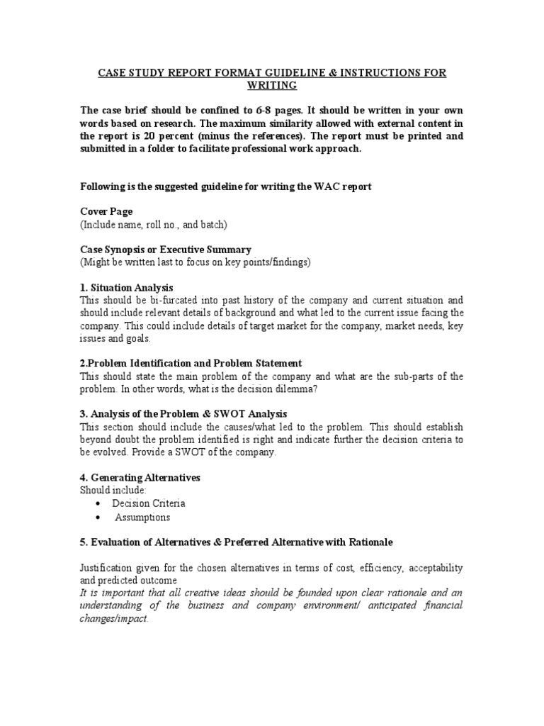 Case Study Report Format Guideline PDF