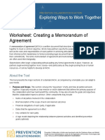 Worksheet Creating A Memorandum of Agreement - 508compliant