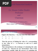 Advanced Numerical Analysis: Dr. Hisam Uddin Shaikh Professor and Chairman