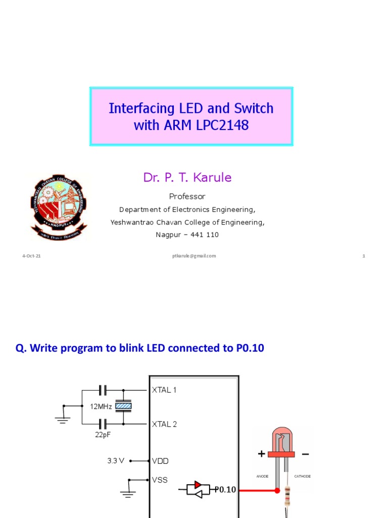 Interfacing led switch with lpc2148 ptk 26 9 21 pdf computer