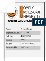 Online Assignment Cost Sheet Analysis