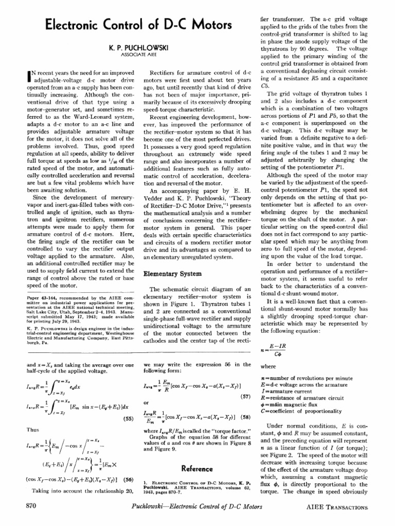 Electronic Control of D-C Motors | PDF | Electric Motor | Rectifier