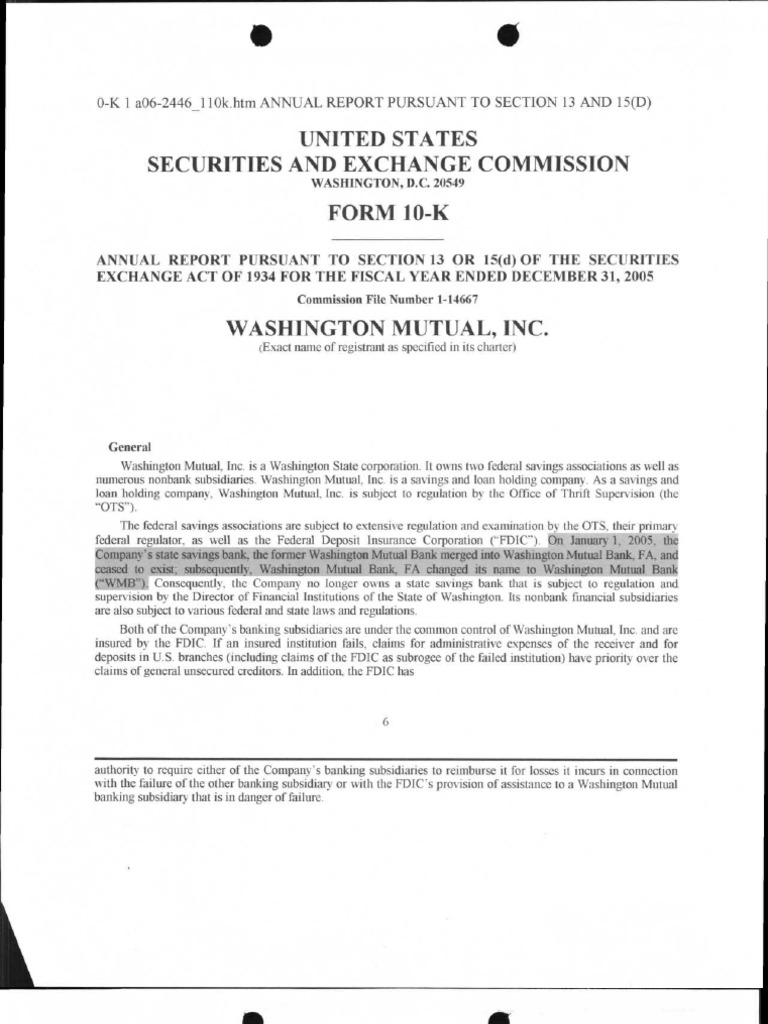 Washington Mutual Bank FA WMB, Washington Mutual Bank PDF