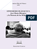 Ephemeris Blázquez I: José María Blázquez y La Historia de Las Religiones