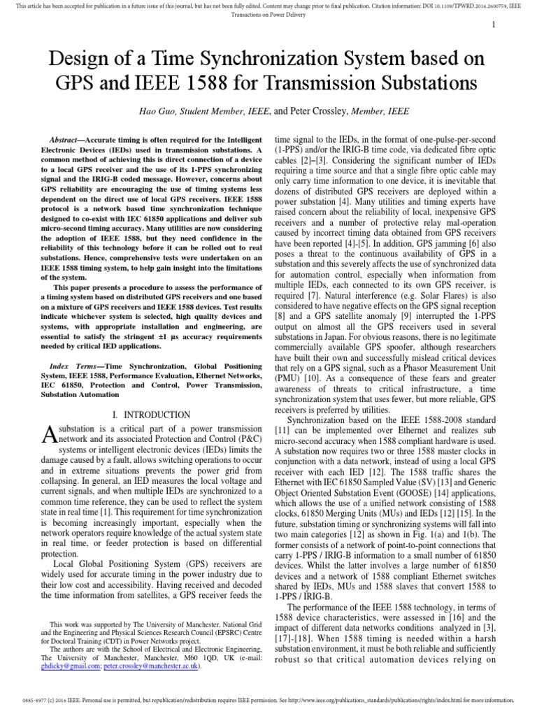 IEEE-Design of A Time Synchronization System Based On GPS and IEEE 1588 ...