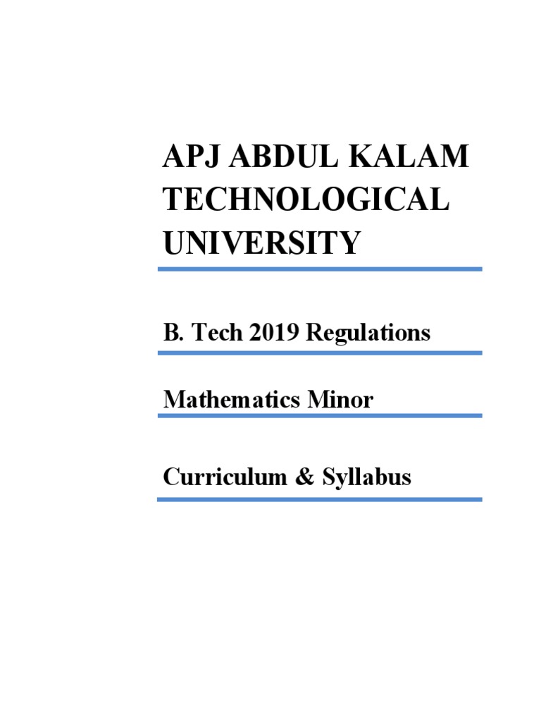 MATHEMATICS Minor Syllabus | PDF | Eigenvalues And Eigenvectors ...