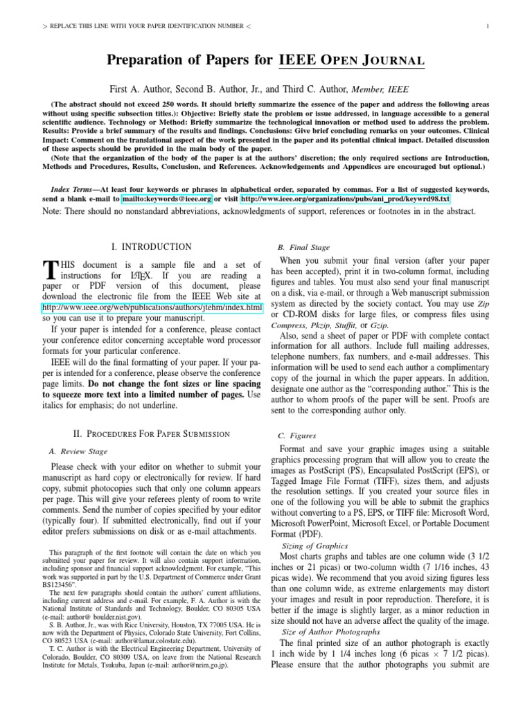 Preparation of papers for ieee o j first a author second b author