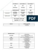 Business Math Science PEP English Math Filipino ESP Apan: First Quarter Oral Exam September 15-17, 2021