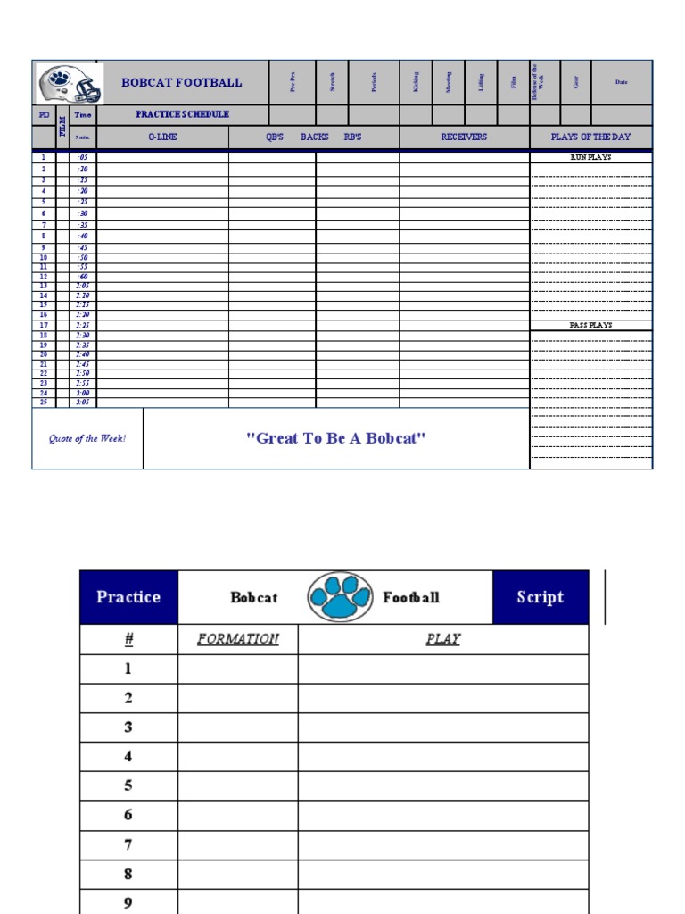 Blank Varsity Practice | PDF | American Football | National Football ...