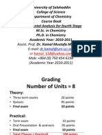 University of Salahaddin College of Science Department of Chemistry Course Book Instrumental Analysis For Fourth Stage M.Sc. in Chemistry Ph.D. in Chemistry Academic Year: 2010-2011
