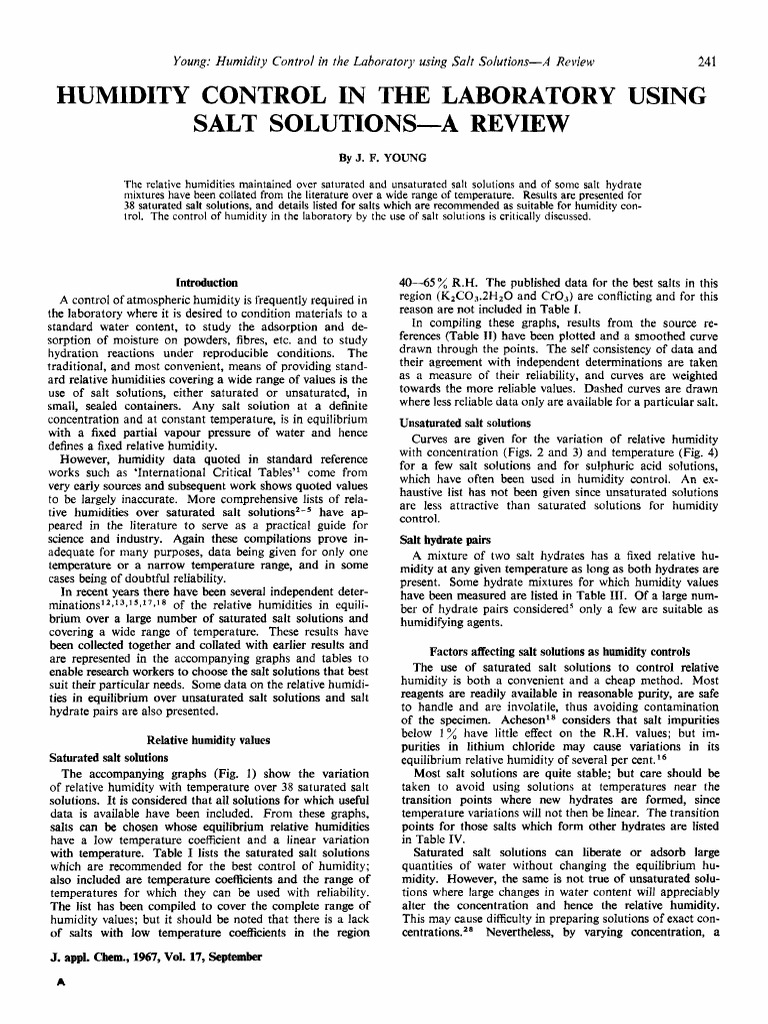 Humidity Control in The Laboratory Using Salt SolutionsA Review PDF