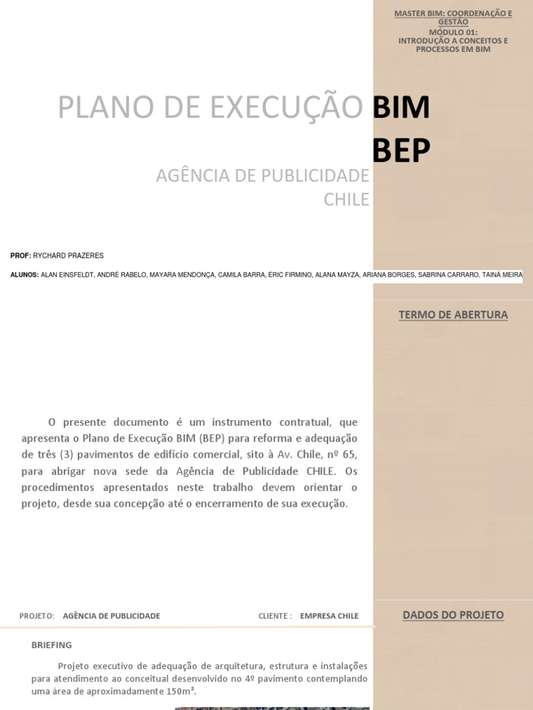 Plano de Execução Bim Bep-Grupo 4 | PDF | BIM | Hardware de computador