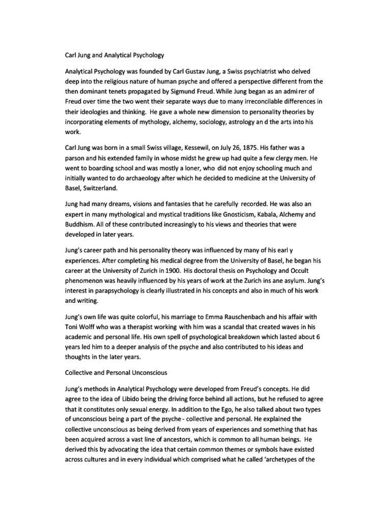 Carl Jung and Analytical Psychology PDF Extraversion And Introversion Carl Jung