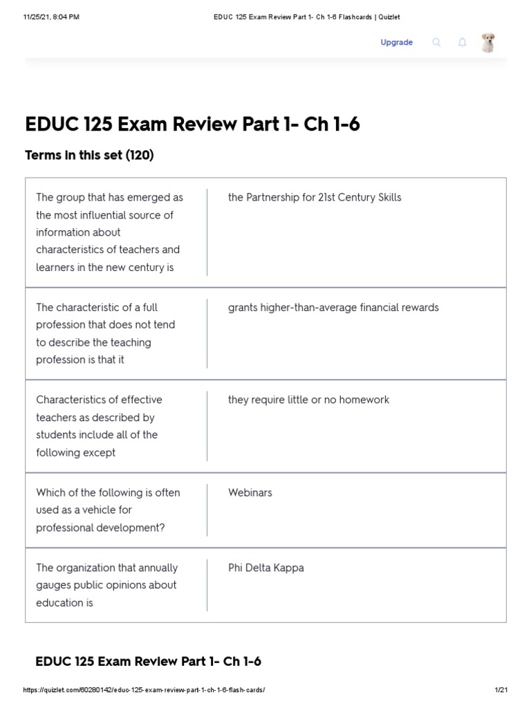 EDUC 125 Exam Review Flashcards | PDF | Educational Assessment | Teachers