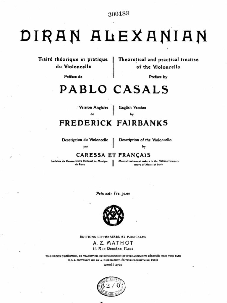 Traité Théorique Et Pratique Du Violoncelle Diran Alexanian PDF