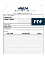 National Institute of Business Management: Group Assignment Submission Form
