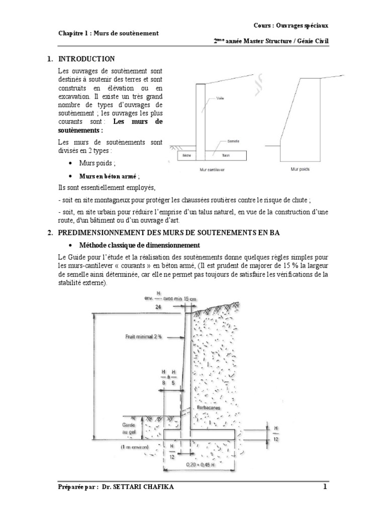 Talus et murs de soutènement en génie civil | PDF | Béton armé | Matériaux