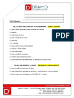 Relação de Documentos para Registro