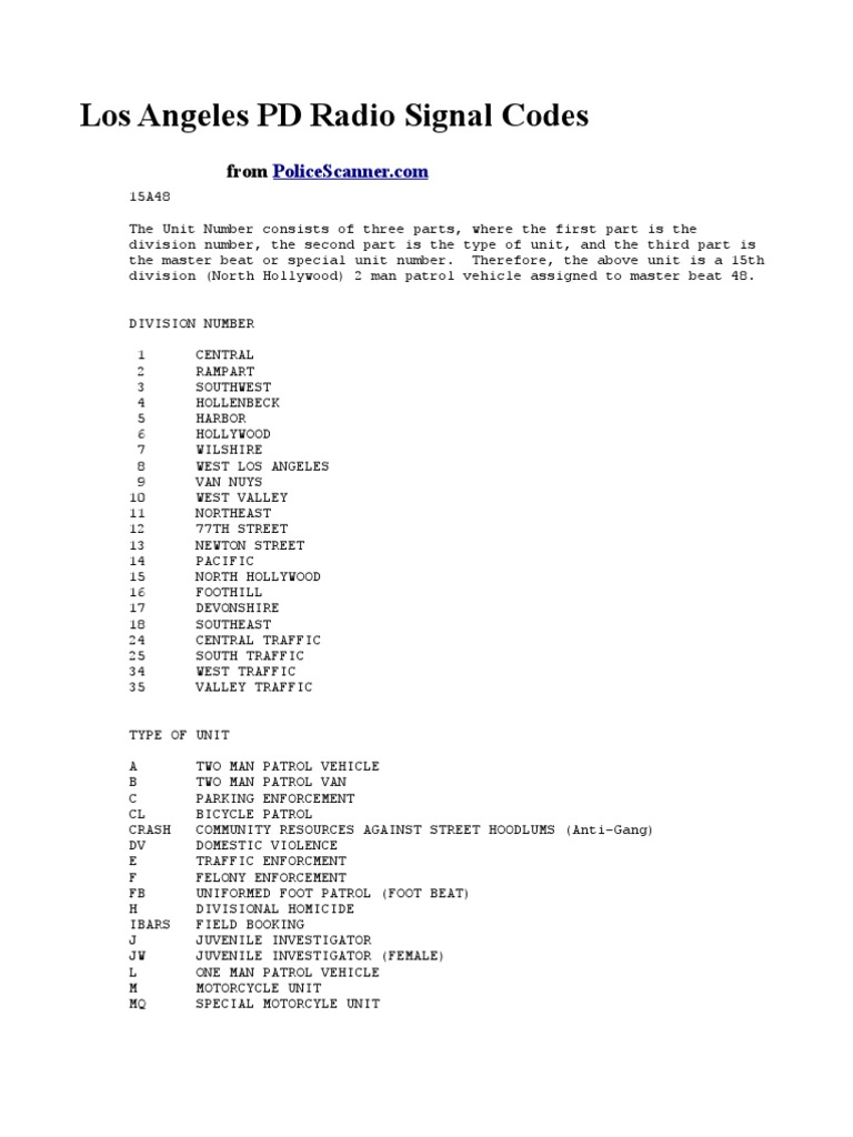 Lapd Military Police Codes Burglary Criminology
