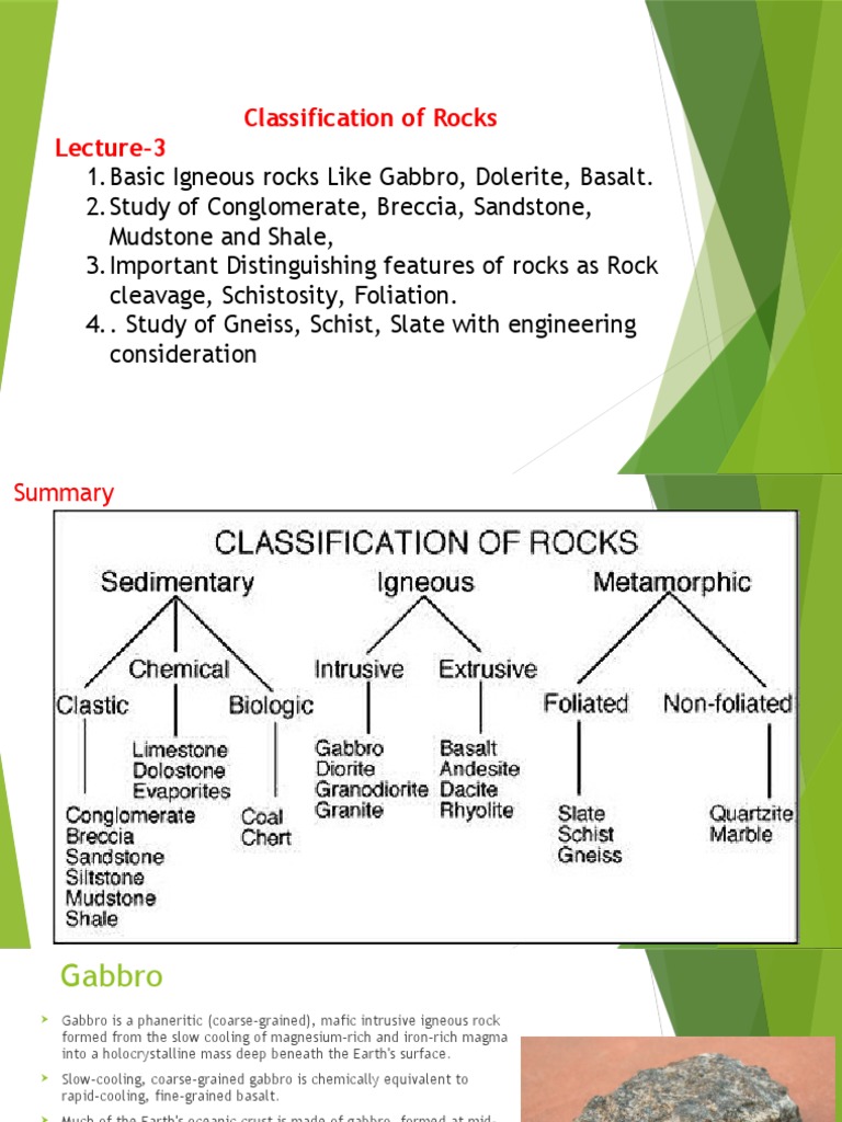 Classification of Rocks Lecture-3 | PDF | Clastic Rock | Basalt