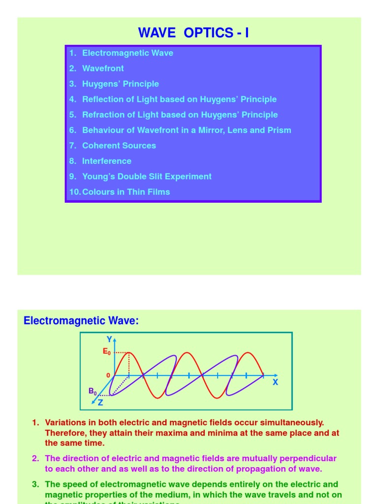 Wave Optics PPT 1 PDF Waves Optics