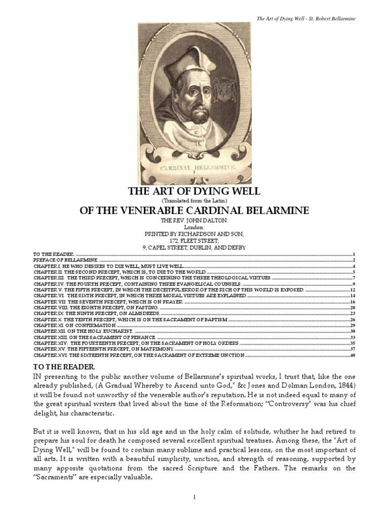 Bellarmine Art of Dying Well PDF Faith Justification (Theology)