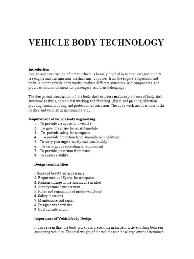 Vehicle Body Engineering PDF Truck Drag (Physics)