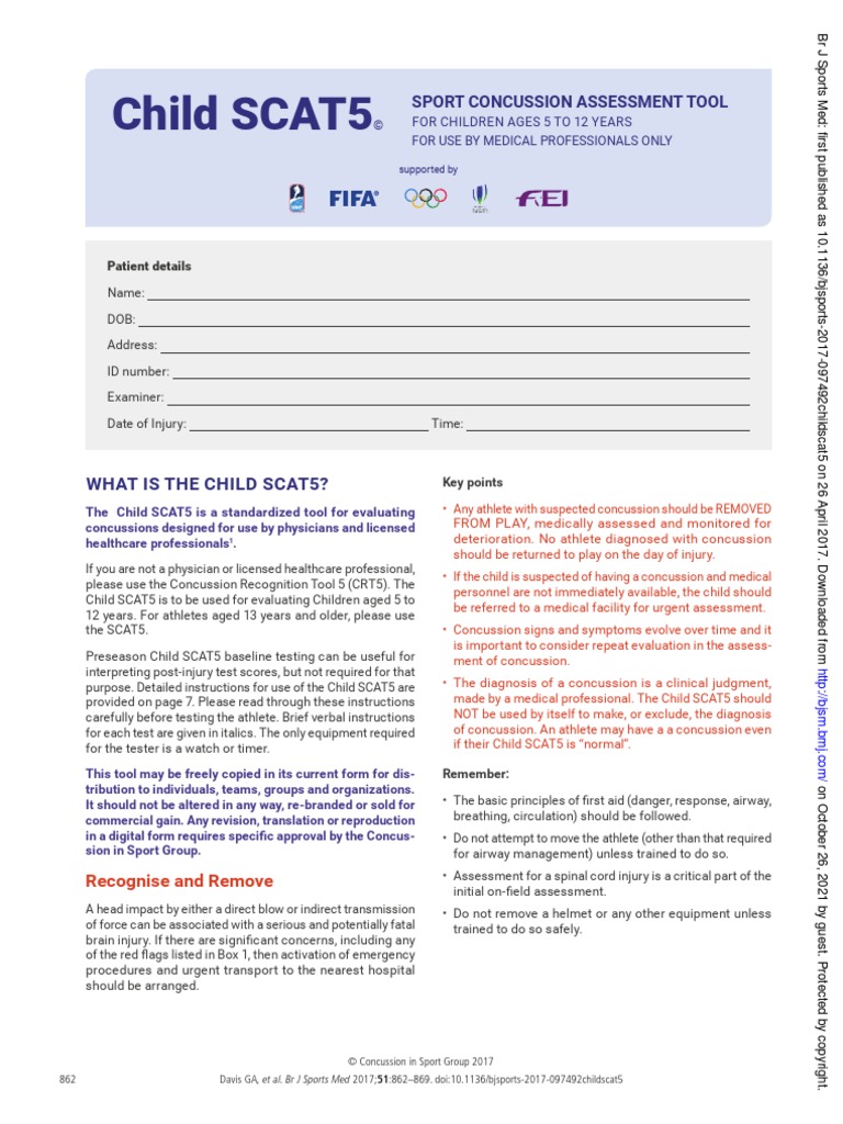 What Is The Child Scat5? | PDF | Concussion | Health Professional