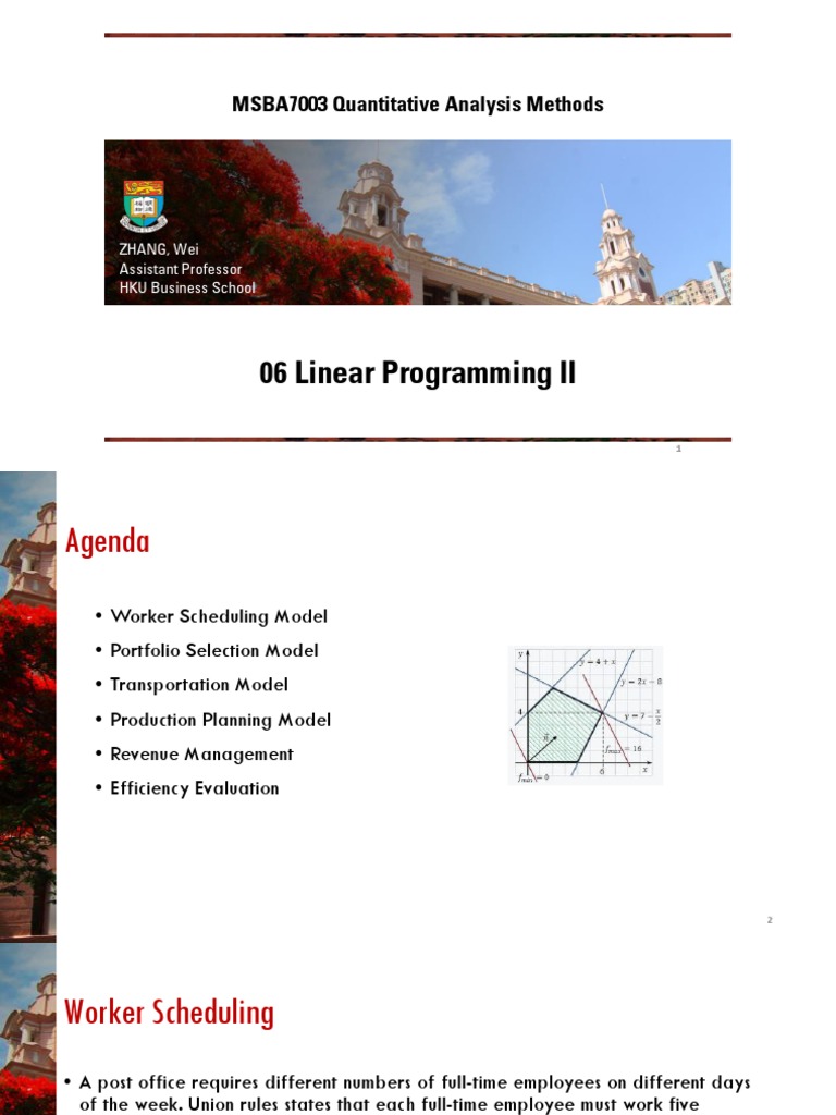 06 Linear Programming II: MSBA7003 Quantitative Analysis Methods | PDF ...