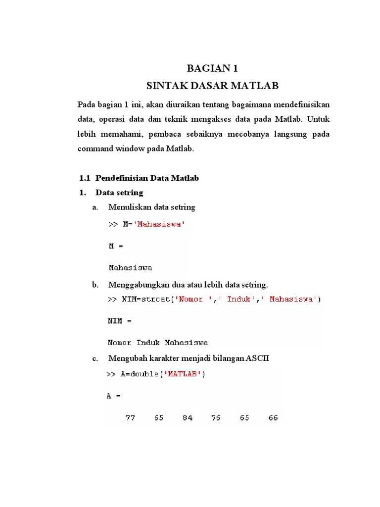 Panduan Dasar Penggunaan Modul MATLAB | PDF
