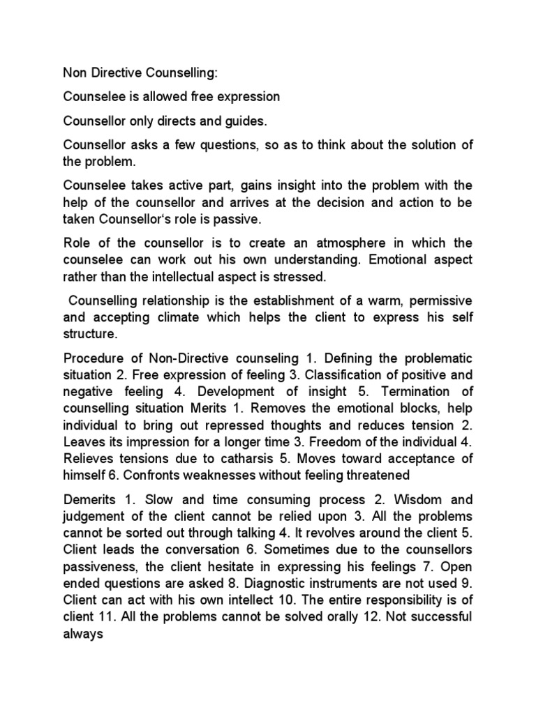 Non directive counselling pdf psychotherapy counseling psychology